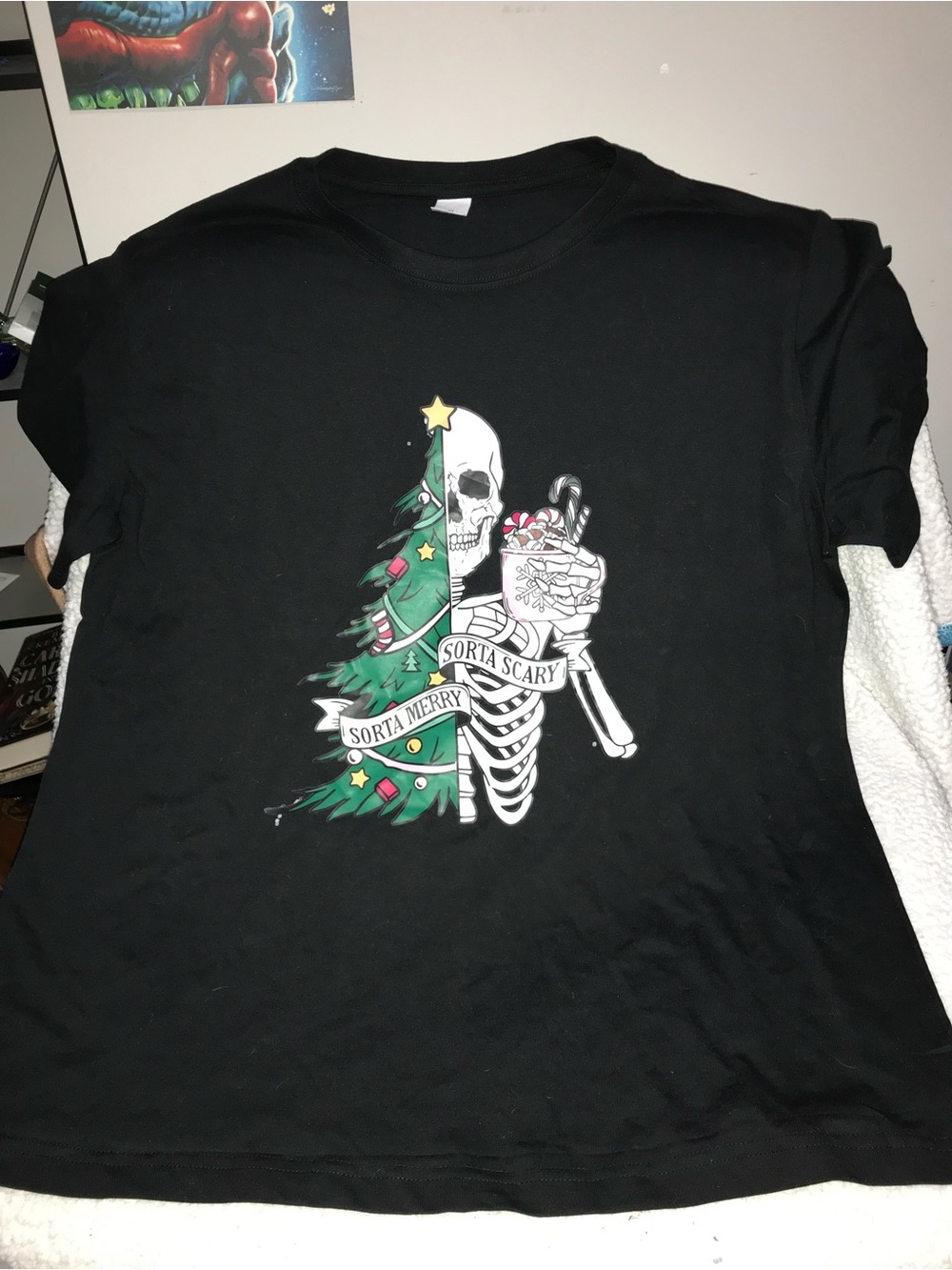 Black Holiday Graphic Tee - 'Sorta Merry, Sorta Scary'